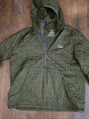 L.L.Bean Olive Green Quilted Pullover Anorak